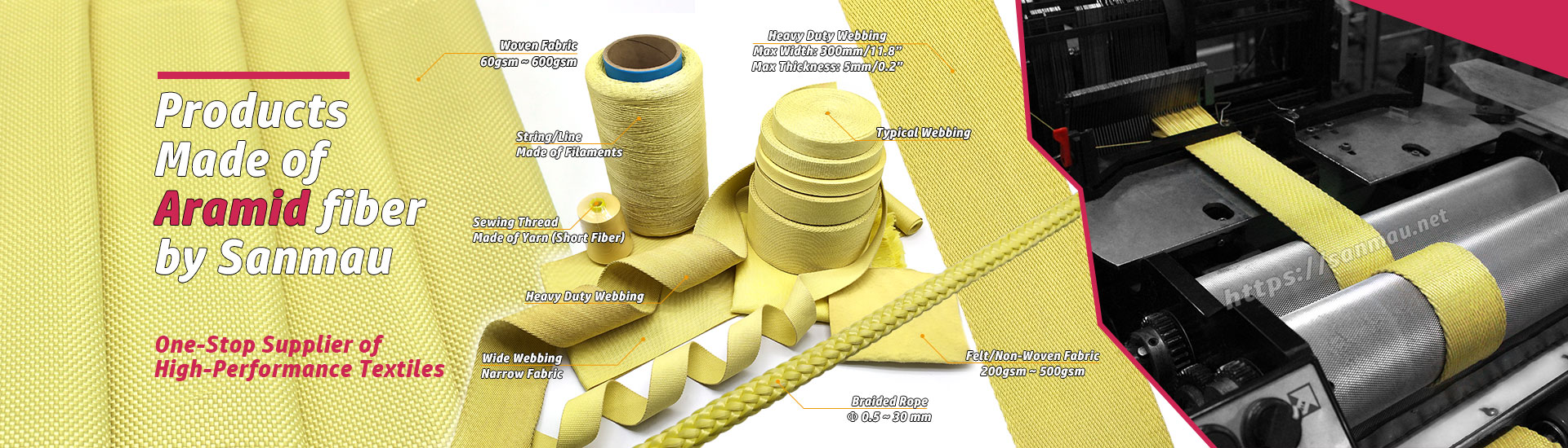Kevlar aramid fiber textiles together