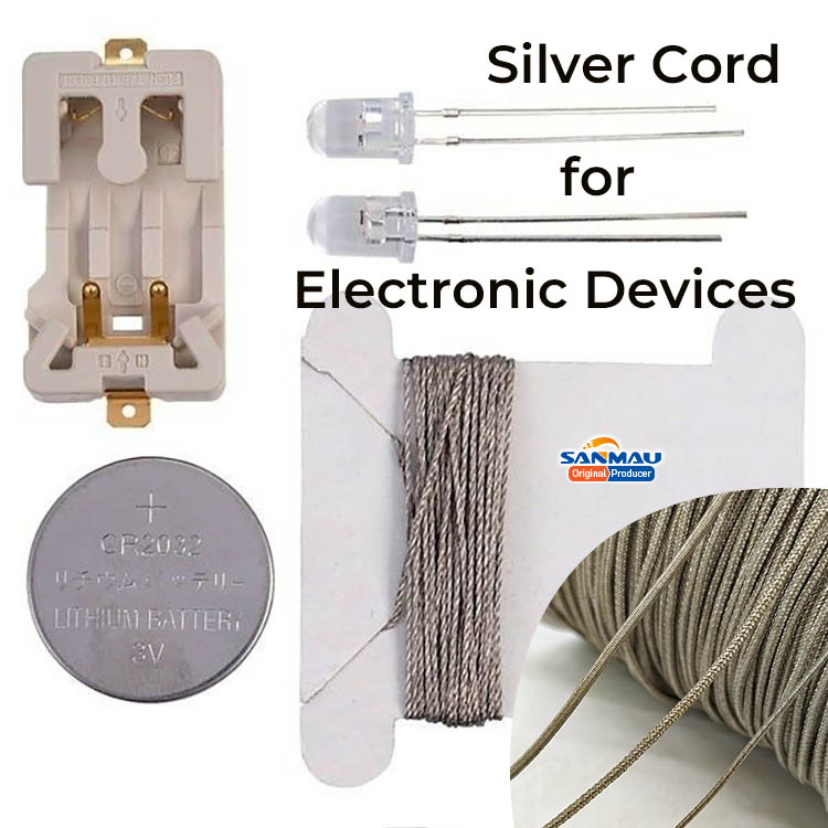 Silver Cord for Electronic Devices Silver Fiber Cord Silver Line